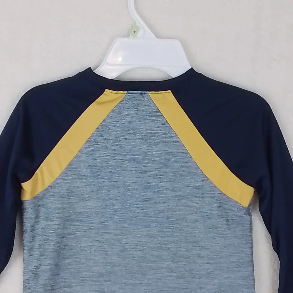 Oshkosh Boys Rash Guard Tee 4 Blue Gray Active Wear Top Outdoor‎ Long Sleeve